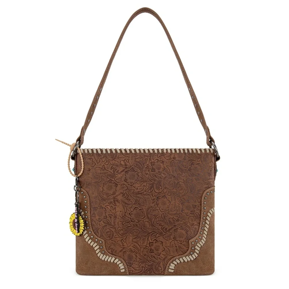 Montana West Embossed Collection Hobo Shoulder Bag Brown